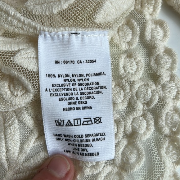 Anthro Meadow Rue cream Lace Grace long sleeve sheer shirt scoop neck scallops - Picture 13 of 16